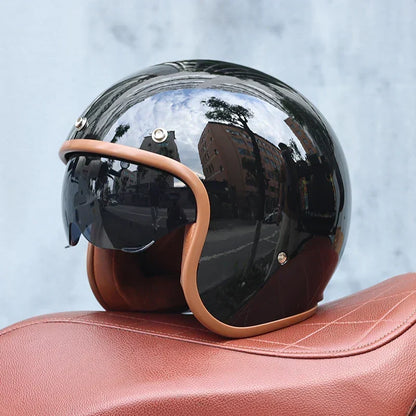 Retro 3/4 Open Face Motorcycle Helmet With ABS Shell