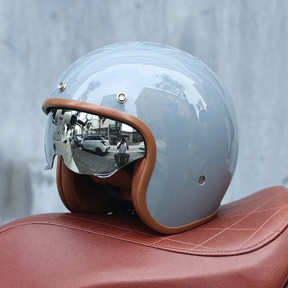Retro 3/4 Open Face Motorcycle Helmet With ABS Shell