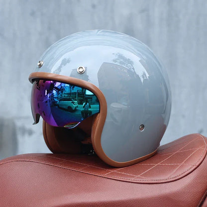 Retro 3/4 Open Face Motorcycle Helmet With ABS Shell