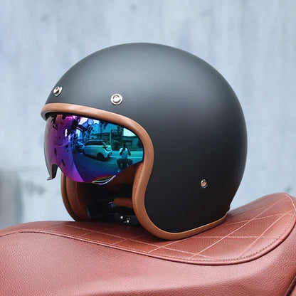 Retro 3/4 Open Face Motorcycle Helmet With ABS Shell