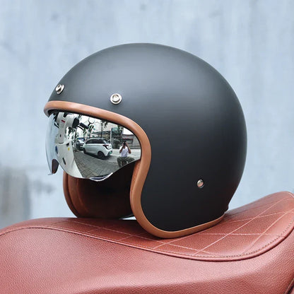 Retro 3/4 Open Face Motorcycle Helmet With ABS Shell