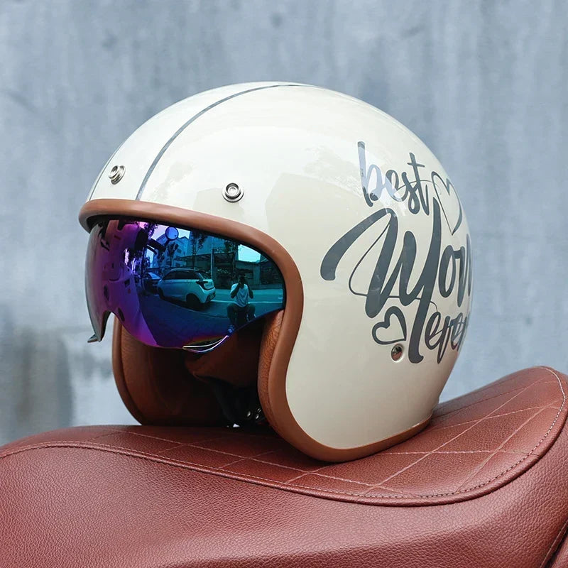 Retro 3/4 Open Face Motorcycle Helmet With ABS Shell
