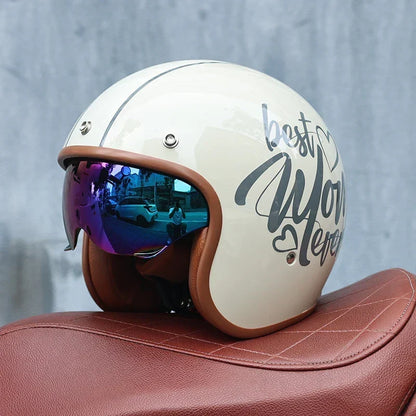 Retro 3/4 Open Face Motorcycle Helmet With ABS Shell