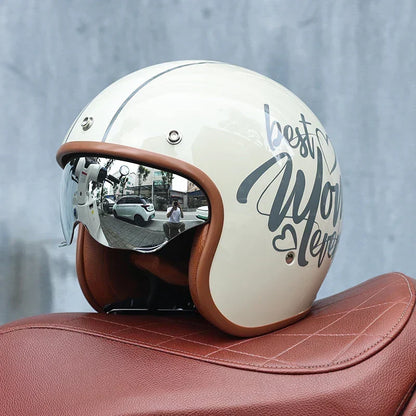 Retro 3/4 Open Face Motorcycle Helmet With ABS Shell