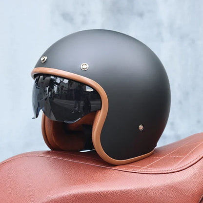 Retro 3/4 Open Face Motorcycle Helmet With ABS Shell