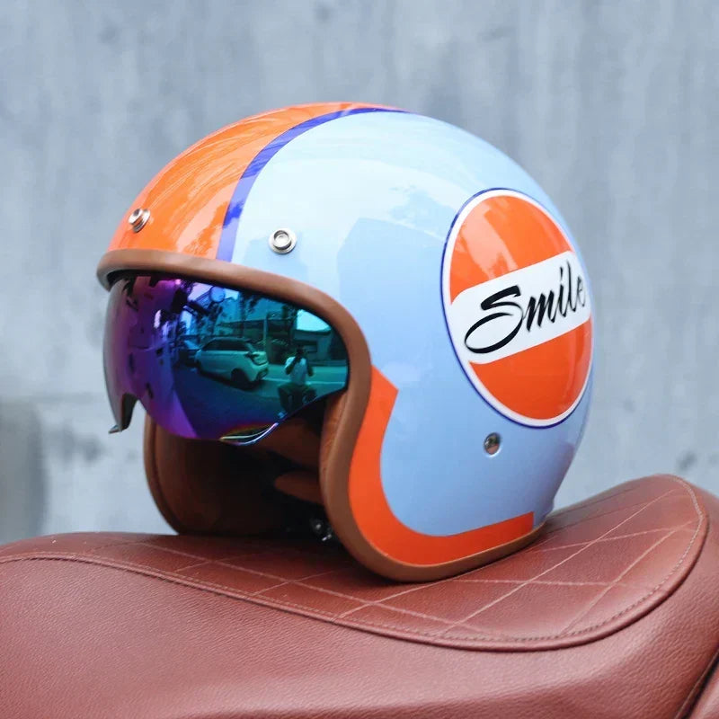 Retro 3/4 Open Face Motorcycle Helmet With ABS Shell