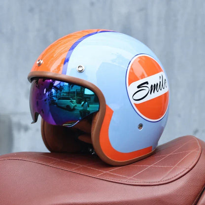 Retro 3/4 Open Face Motorcycle Helmet With ABS Shell