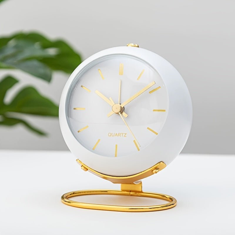 Retro Analog Alarm Clock with Silent Non-Ticking Movement