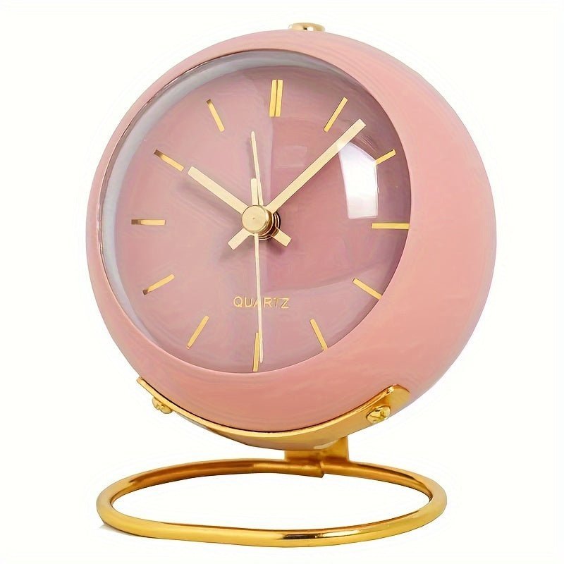 Retro Analog Alarm Clock with Silent Non-Ticking Movement