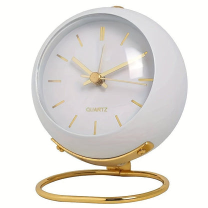 Retro Analog Alarm Clock with Silent Non-Ticking Movement