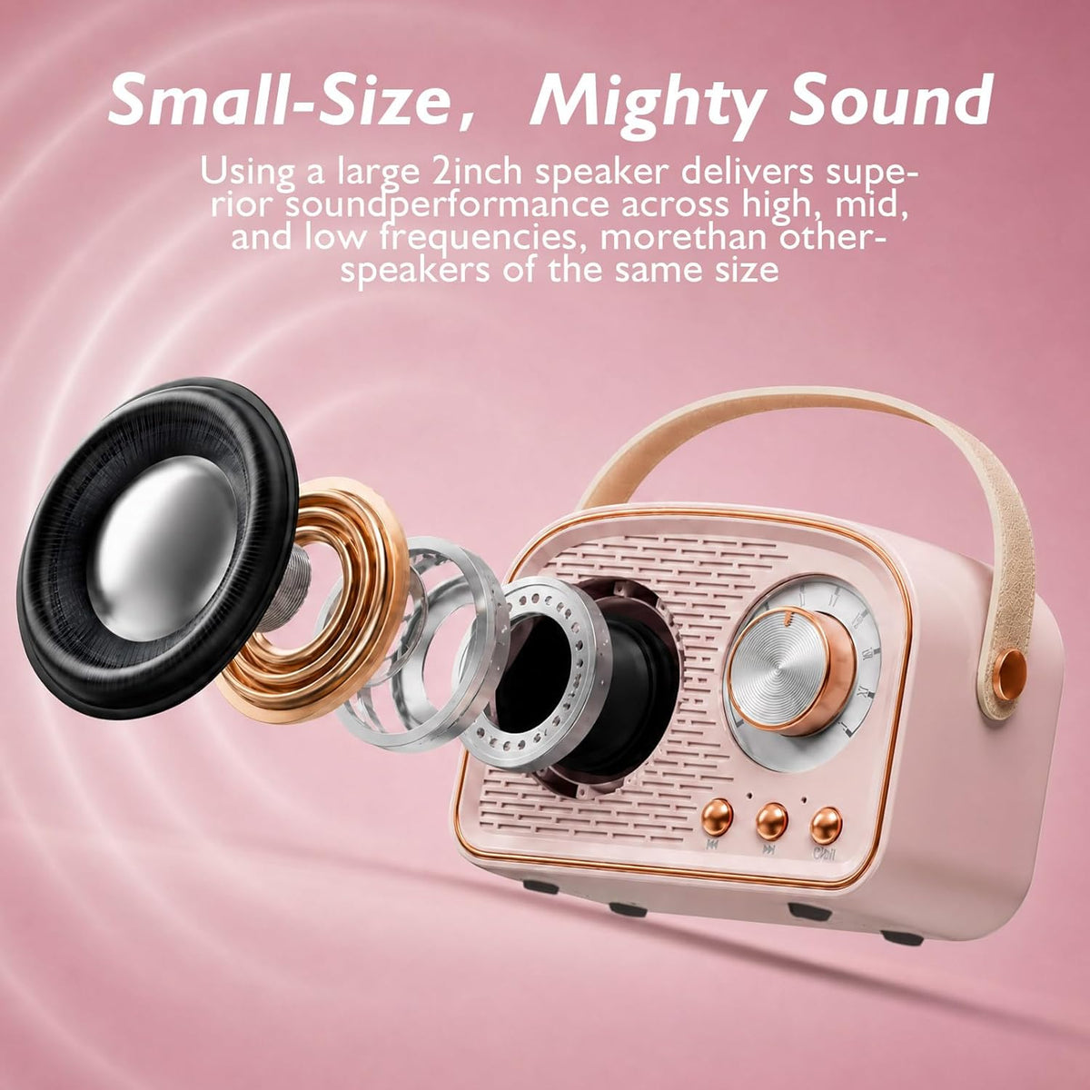 Retro Bluetooth Speaker Portable Wireless Round Design