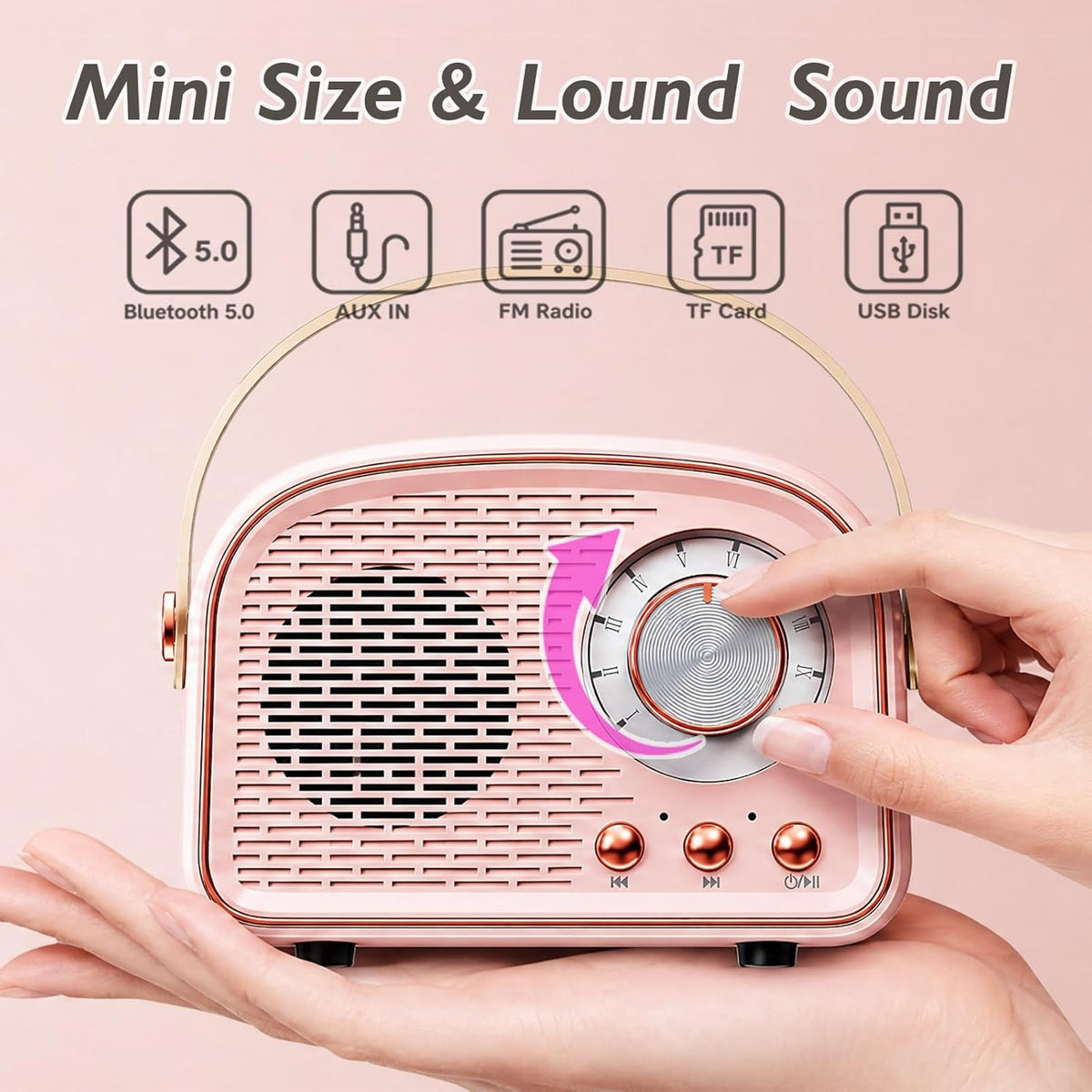 Retro Bluetooth Speaker Portable Wireless Round Design