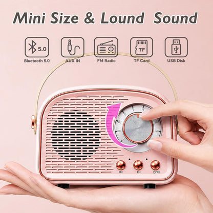 Retro Bluetooth Speaker Portable Wireless Round Design