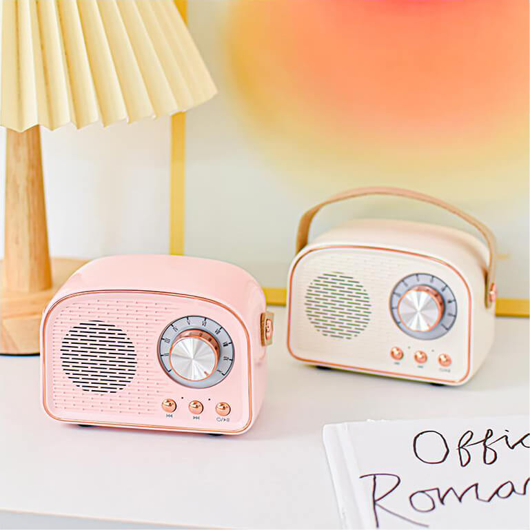 Retro Bluetooth Speaker Portable Wireless Round Design