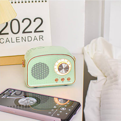 Retro Bluetooth Speaker Portable Wireless Round Design