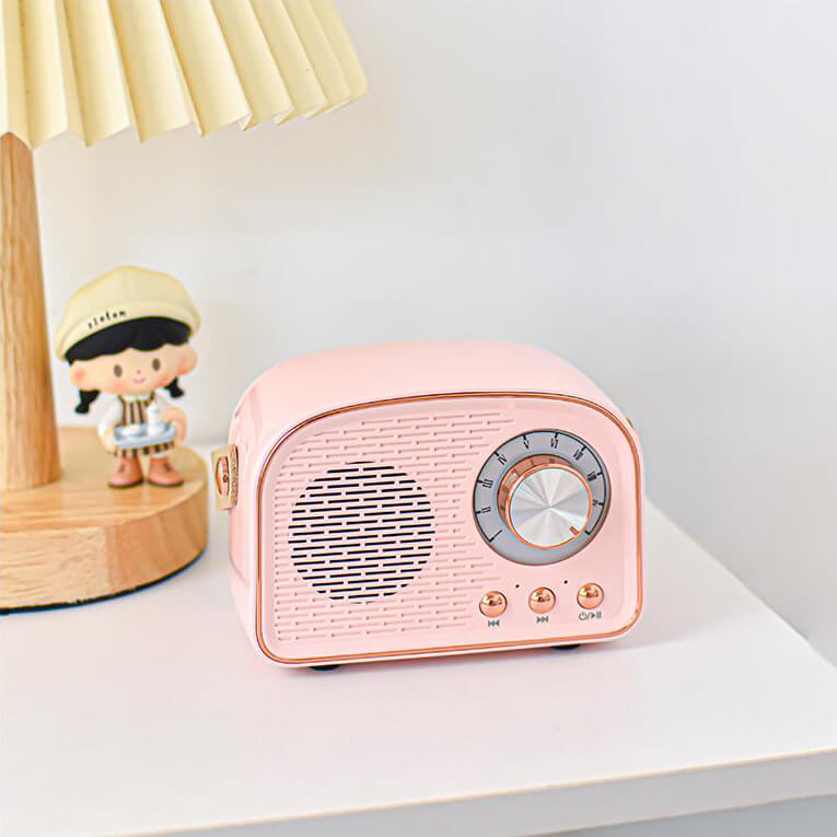 Retro Bluetooth Speaker Portable Wireless Round Design