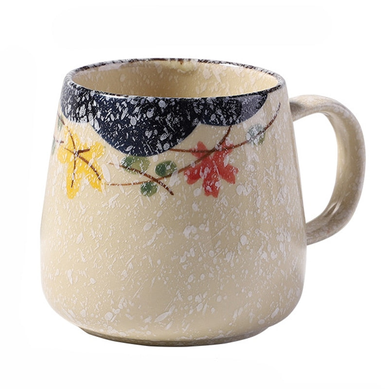 Retro Handmade Ceramic Coffee Cup with Lid