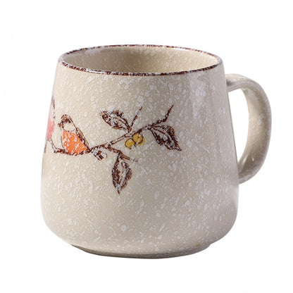 Retro Handmade Ceramic Coffee Cup with Lid