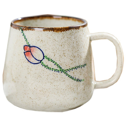 Retro Handmade Ceramic Coffee Cup with Lid