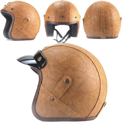 Retro Open Face Motorcycle Helmet with Goggles and Face Mask
