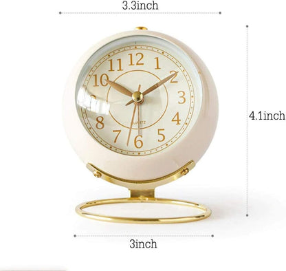 Retro Vintage Metal Alarm Clock with Gold Accents