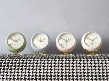 Retro Vintage Metal Alarm Clock with Gold Accents