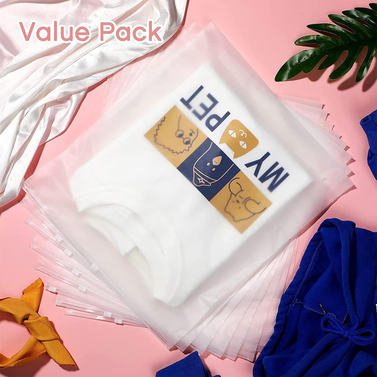 Reusable Frosted Zip Storage Bags for Clothing and Travel 20 Pack