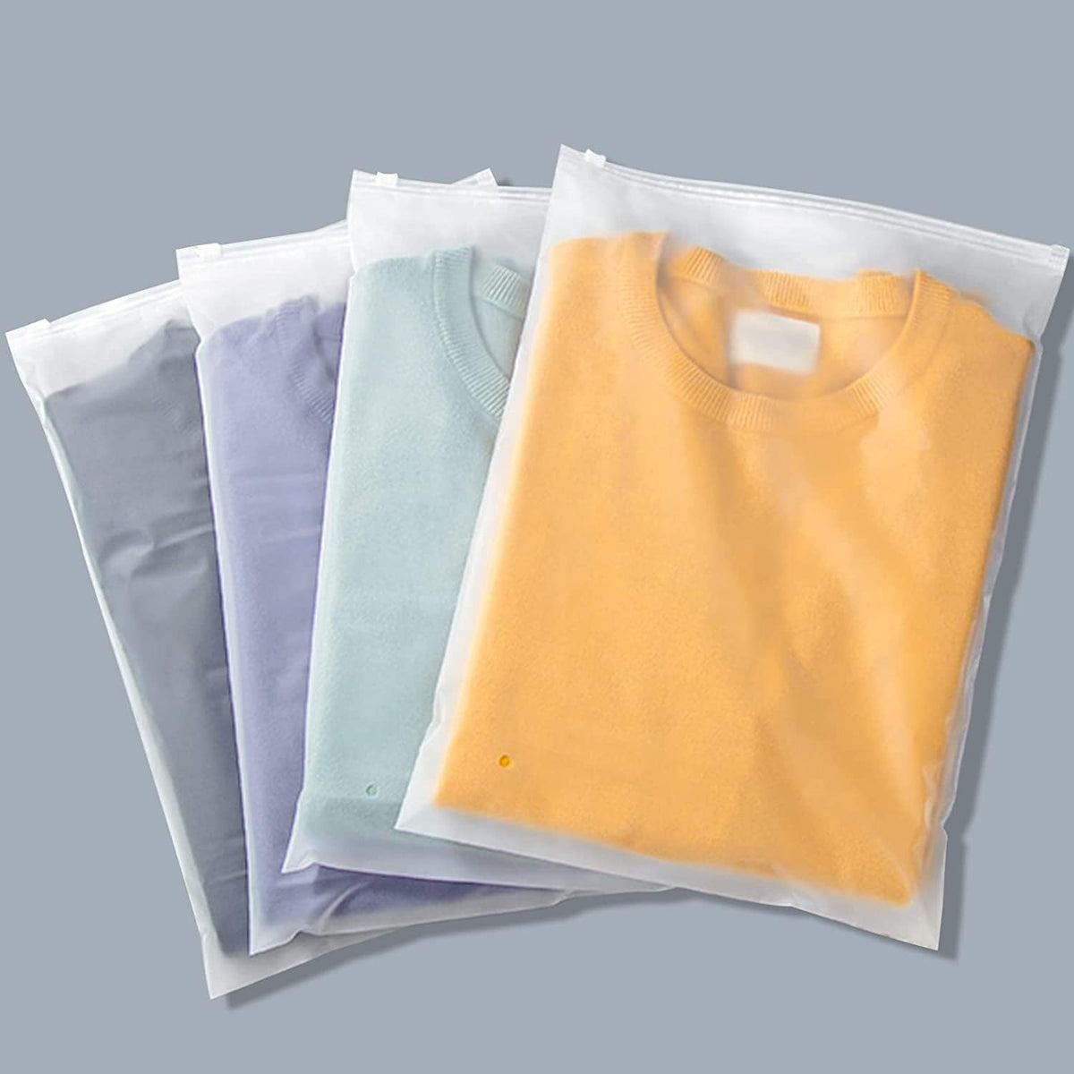 Reusable Frosted Zip Storage Bags for Clothing and Travel 20 Pack