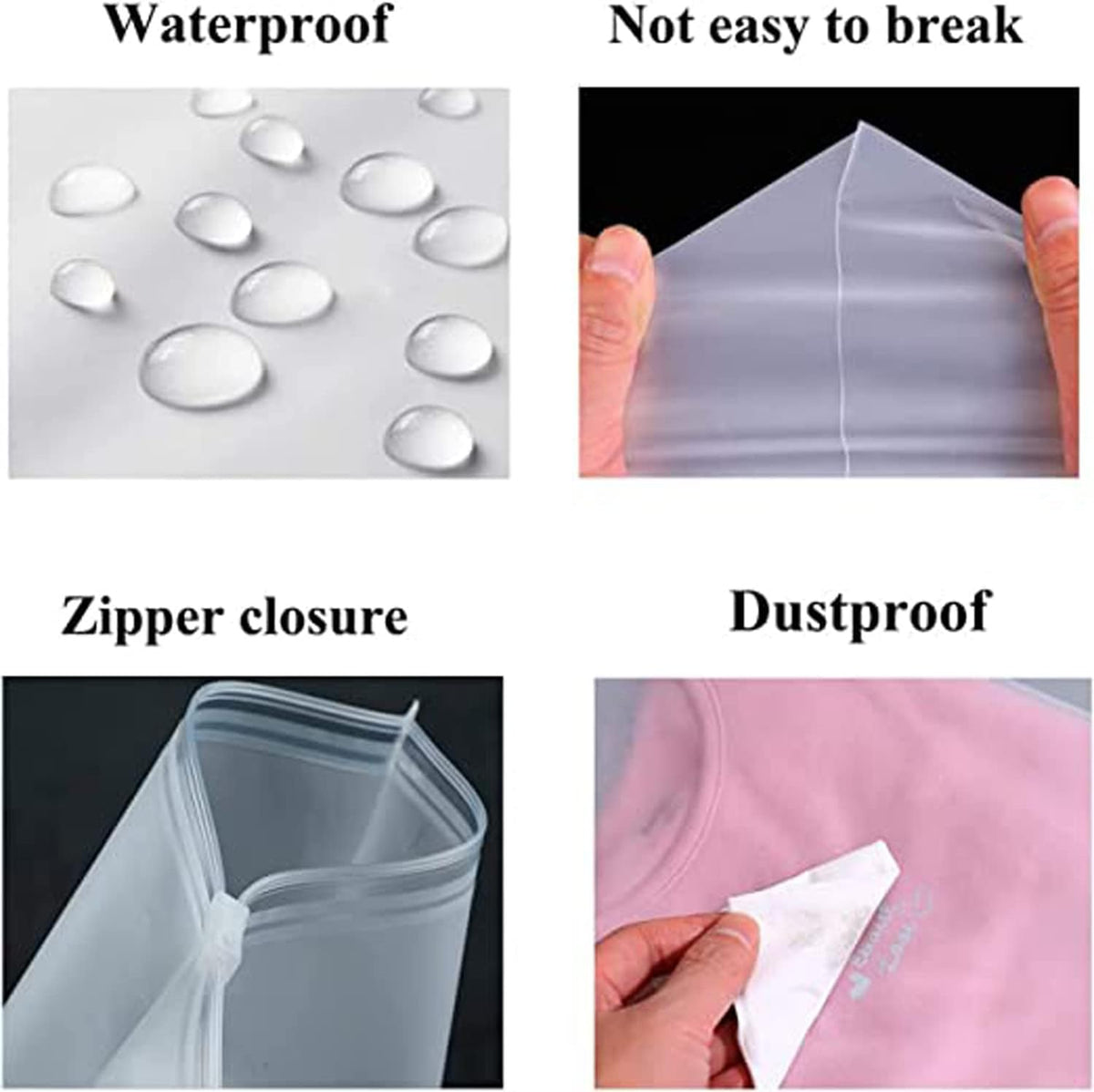 Reusable Frosted Zip Storage Bags for Clothing and Travel 20 Pack