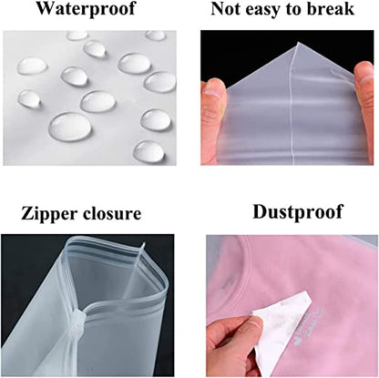Reusable Frosted Zip Storage Bags for Clothing and Travel 20 Pack