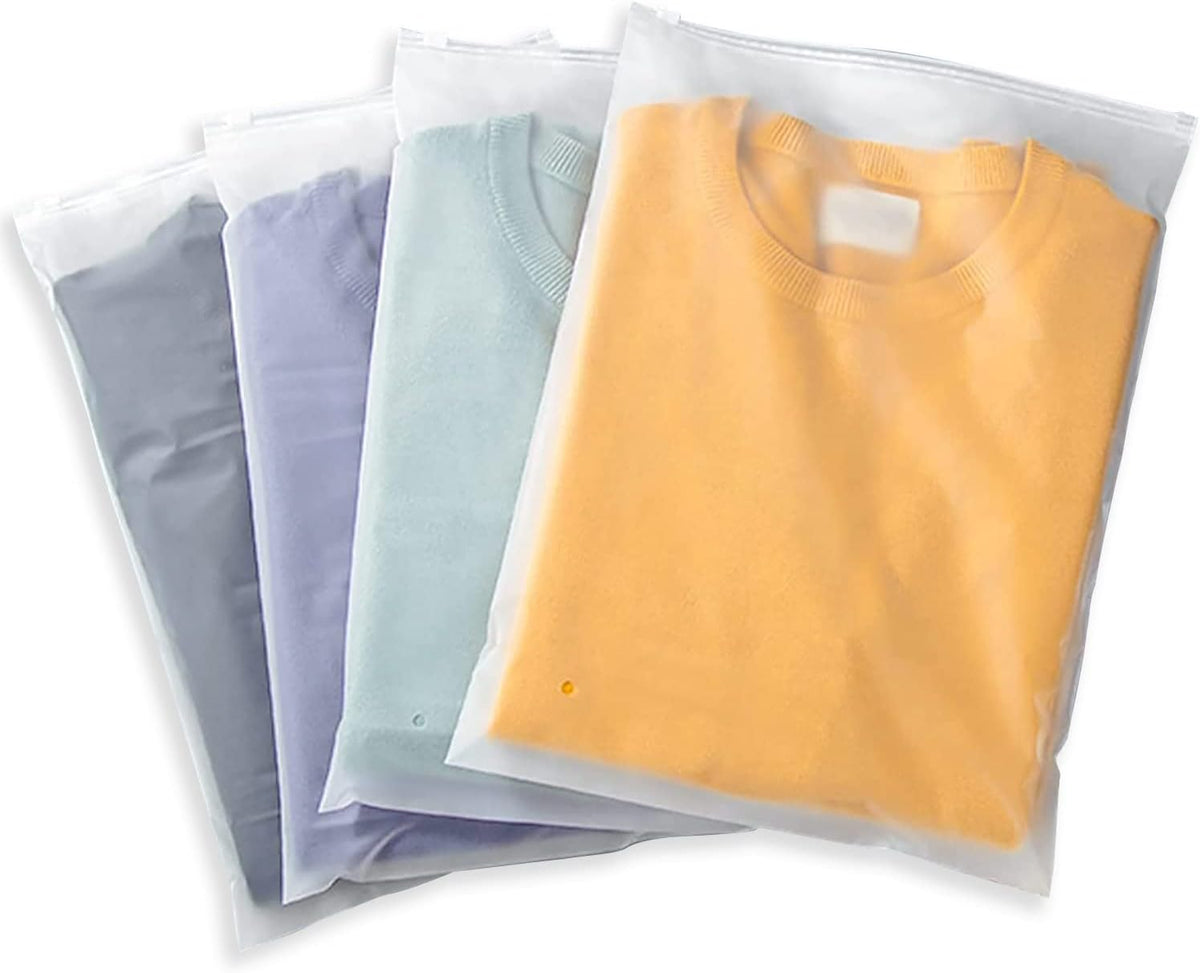 Reusable Frosted Zip Storage Bags for Clothing and Travel 20 Pack
