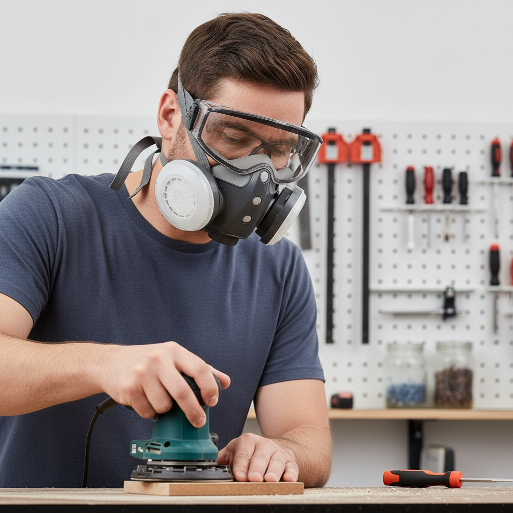 Reusable Half Face Respirator Mask with Safety Goggles