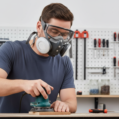 Reusable Half Face Respirator Mask with Safety Goggles