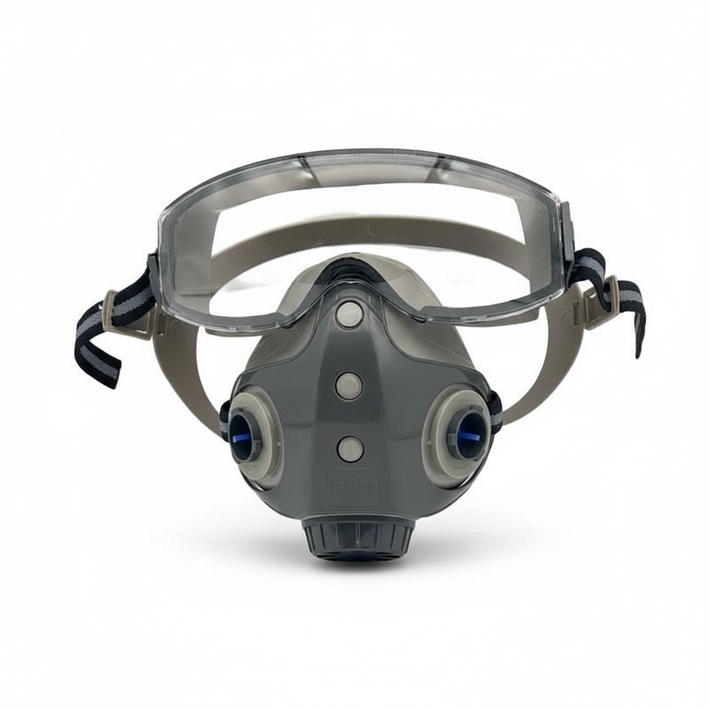 Reusable Half Face Respirator Mask with Safety Goggles