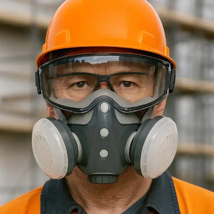 Reusable Half Face Respirator Mask with Safety Goggles