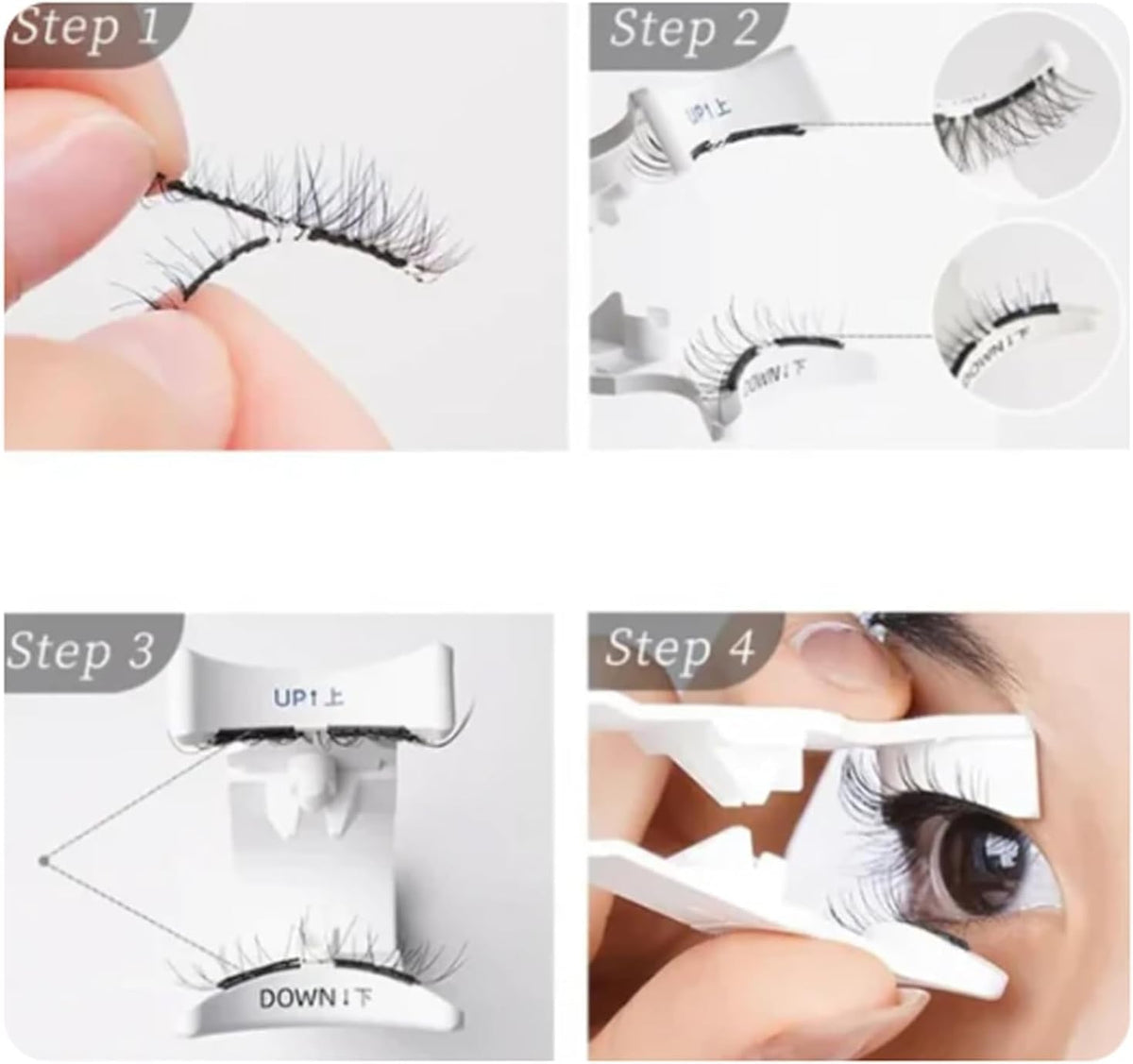 Reusable Magnetic False Eyelashes with Applicator Tweezers
