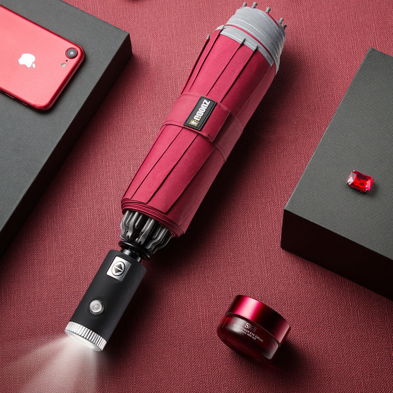Reverse Folding Umbrella with LED Light and Auto Open Close
