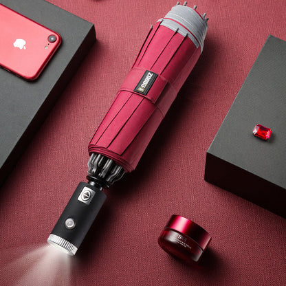 Reverse Folding Umbrella with LED Light and Auto Open Close