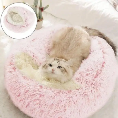 Round Cozy Cave Dog Bed with Soft Calming Cushion