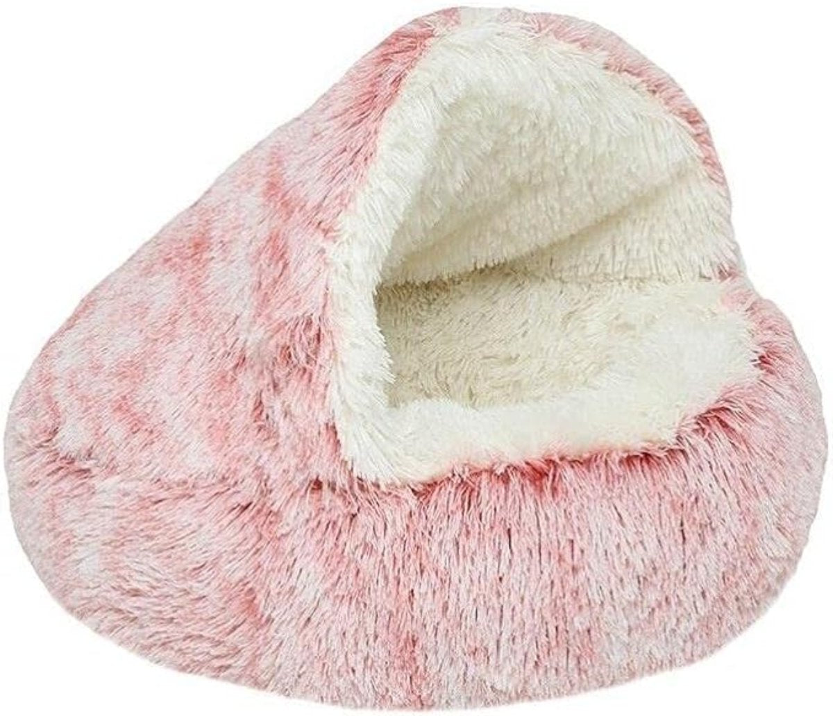 Round Cozy Cave Dog Bed with Soft Calming Cushion