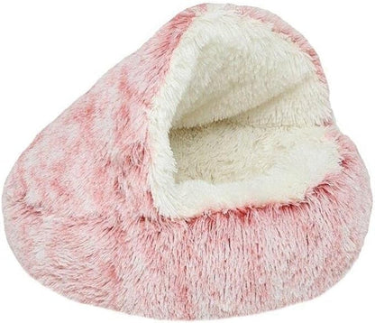 Round Cozy Cave Dog Bed with Soft Calming Cushion