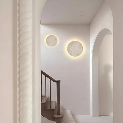 Round Natural Stone LED Wall Light Fixture