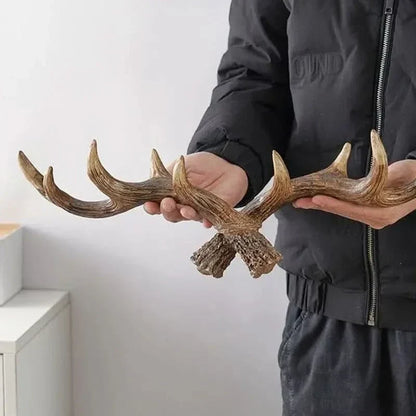 Rustic Antler Wall Hook Coat and Hat Organizer