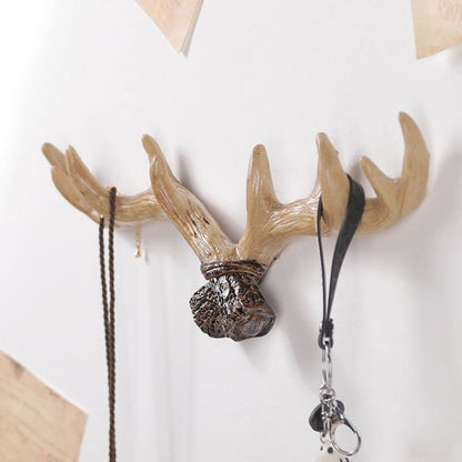 Rustic Antler Wall Hook Coat and Hat Organizer