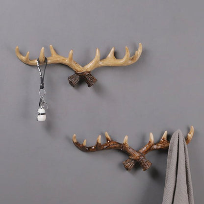 Rustic Antler Wall Hook Coat and Hat Organizer