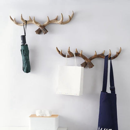Rustic Antler Wall Hook Coat and Hat Organizer