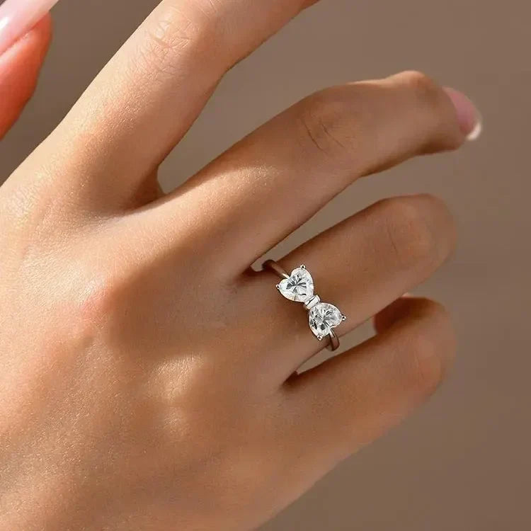 S925 Moissanite Bow Ring Sterling Silver Jewelry
