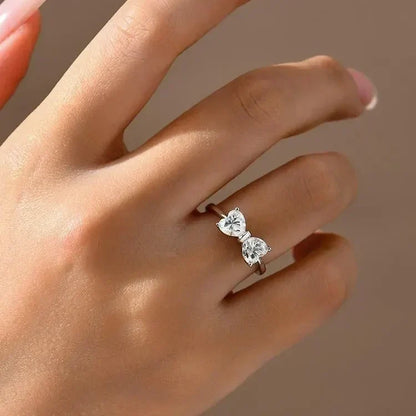 S925 Moissanite Bow Ring Sterling Silver Jewelry