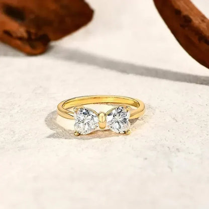 S925 Moissanite Bow Ring Sterling Silver Jewelry