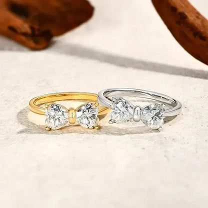 S925 Moissanite Bow Ring Sterling Silver Jewelry